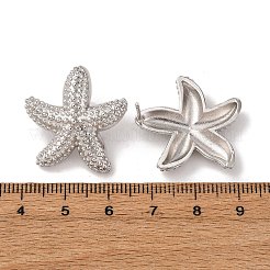 Серьги-гвоздики из латуни в форме морской звезды EJEW-H165-02A-P