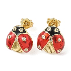 Серьги-гвоздики из латуни с микропаве из кубического циркония&nbsp;LS-EJEW-F383-04G