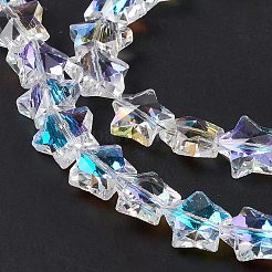 カット加工ガラスビーズ連売り  透明  スター  13x13.5x7mm  穴：1mm  約60個/連  27.17''（69センチメートル）&nbsp;X-EGLA-E030-01D