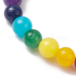 Ensemble de bracelets extensibles en perles de pierres précieuses naturelles rondes chakra 3 pièce&nbsp;BJEW-JB10953