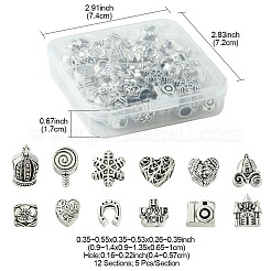 60шт 12 стиля европейские бусины из сплава в тибетском стиле TIBEB-FS0001-04