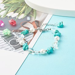 Braccialetto sintetico con perline turchesi per donna ragazza&nbsp;BJEW-TA00019-02