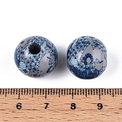 Бусины из дерева схима в богемном стиле с принтом WOOD-T032-31C