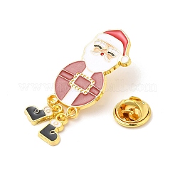 女性用クリスマスサンタクロースエナメルピン  バックパック服用合金ブローチ  ゴールドカラー  43x18x1.5mm&nbsp;JEWB-D017-03B-G