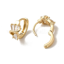 Серьга-кольцо KC из позолоченной латуни с микропаве и фианитами&nbsp;EJEW-L271-01KCG-12