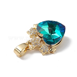 Colgantes de circonio cúbico transparente micro pavé de latón chapado en oro real de 18k&nbsp;KK-C015-08G-12