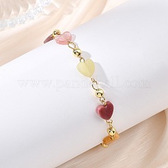 Bracelets à maillons en perles de quartz rose naturel&nbsp;BJEW-JB13910