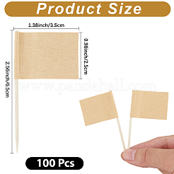紙製フラッグカクテルピック100個  淡い茶色  65x35~36x2mm&nbsp;DIY-CN0003-57A