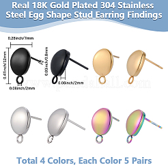 40 шт. фурнитура для сережек-гвоздиков из нержавеющей стали 304&nbsp;STAS-BBC0007-48