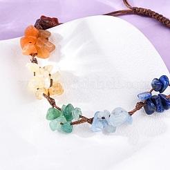 Регулируемые браслеты из натуральных чакральных камней с плетением из бусин для женщин BJEW-U035-02H