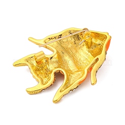 Брошь в виде рыбы из цинкового сплава со стразами и смолой&nbsp;LS-JEWB-U010-01G-01