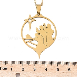 201 полая звезда из нержавеющей стали с молитвенным кулоном для Рамадана и Ид Мубарак NJEW-D318-04G