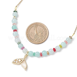 Ожерелья из круглых бусин из натурального смешанного камня и кварцевого кристалла&nbsp;NJEW-JN05302-02