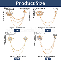 4 шт. 4 стиля брошь в виде короны и звезды со стразами JEWB-OC0001-09