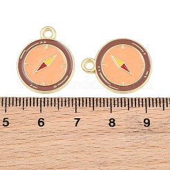 合金エナメルチャーム  コンパスチャーム  ゴールドカラー  砂茶色  20.5x17x1mm  穴：2mm&nbsp;AL-CBA6AEB-02G-02