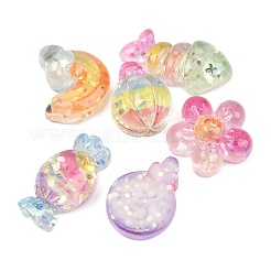 Transparente Cabochons aus Harz und Pailletten&nbsp;RESI-B043-04