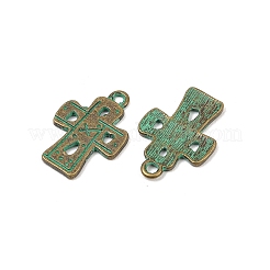 合金のチベット風チャーム  アンティークブロンズ＆グリーングリーン  クロス  22x15.5x1.5mm  穴：1.8mm&nbsp;FIND-I073-01L