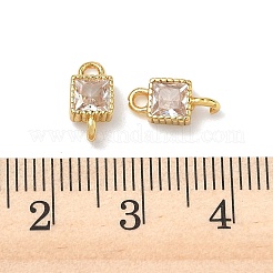 Латунные подвески-коннекторы с квадратными фианитами&nbsp;KK-P348-12G-03