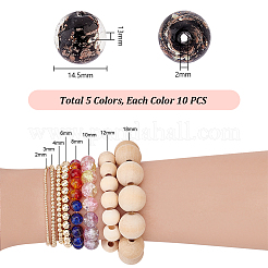 50 шт. 5-х цветные светящиеся бусины ручной работы из золотистого песка в технике лэмпворк LAMP-PH0001-31