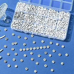 900шт 15 стиля белые и черные акриловые бусины SACR-YW0001-67