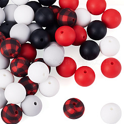50 Stück 5 Farben Silikonperlen lose Silikonperlen Kit Leopardenmuster Silikonperlen für Schlüsselanhänger Herstellung Armband Halskette&nbsp;SIL-TA0003-35B
