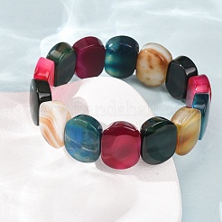 Bracelets extensibles en perles ovales d'agate naturelle rubanée (teinte et chauffée) pour femmes et hommes&nbsp;GG-CBA9ACE-A13