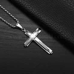 Крест 304 нержавеющая сталь кулон коробка цепь длинные ожерелья для мужчин&nbsp;FS-WG328E8-02