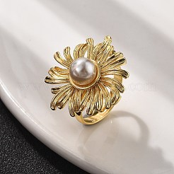 Латунные кольца с подсолнухом для женщин&nbsp;RJEW-S622-02G