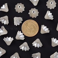 Multi-Blütenblatt Blume abs Kunststoff Imitation Perle Perlenkappen&nbsp;X-OACR-R016-25