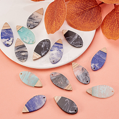 16шт 4 цвета непрозрачной смолы и подвески из орехового дерева&nbsp;RESI-CJ0001-208