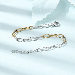 4 mm zweifarbige Armbänder aus strukturiertem Edelstahl 304 mit Büroklammer-Design für Damen und Herren&nbsp;SA-CBAB767-08GP