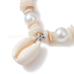 Браслеты с подвесками из натуральных ракушек и синтетической бирюзы&nbsp;BJEW-TA00699