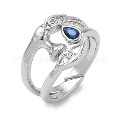 Offene Manschettenringe aus Messing mit Mikropavé und Zirkonia für Damen&nbsp;RJEW-L343-11P