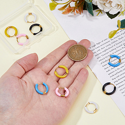 5 пара двухцветных серег-колец из нержавеющей стали 316 с эмалью&nbsp;EJEW-DC0001-39A