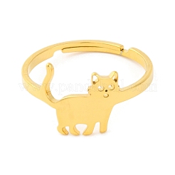 201ステンレススチール製調節可能な女性用リング  動物  猫の形  11mm  内径：18mm&nbsp;RJEW-D082-04D