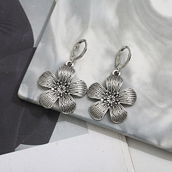 Комплект из ожерелья с подвеской и серег-колец из цветочного сплава с искусственным кожаным шнуром FS-WGDD3CA-01