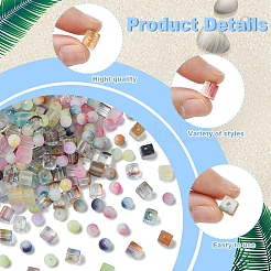 450 шт. 3 вида матовых стеклянных бусин с золотистым блестящим порошком DGLA-FS0001-13