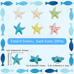 120шт 6 стиля окрашенные синтетические бирюзовые бусины G-SC0003-48