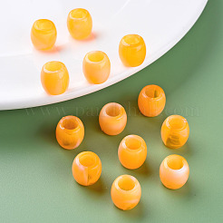 アクリルヨーロピアンビーズ  天然石風  大穴ビーズ  バレル  ダークオレンジ  11.5x11mm  穴：6mm  約770個/500g&nbsp;MACR-S375-003-06