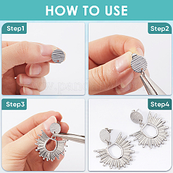 40 шт. 4 стиля текстурированной плоской круглой фурнитуры для сережек-гвоздиков из нержавеющей стали 304 STAS-SP0001-54