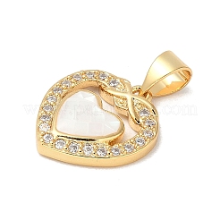 Pendenti con micro pavé di zirconi trasparenti placcati in ottone smaltato&nbsp;KK-K380-04G-01