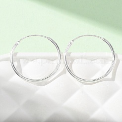 925 plata esterlina pendientes de aro huggie&nbsp;EJEW-C179-05A-S