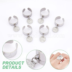 6 шт. открытые манжетные кольца из нержавеющей стали 304 RJEW-UN00009