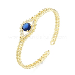 Bracelet manchette ouvert oeil de cheval zircone cubique&nbsp;BJEW-G651-04G-02