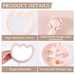 Espejo de maquillaje de escritorio de plástico ABS con forma de tulipán&nbsp;MRMJ-WH20005-23A