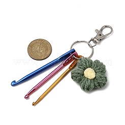 Алюминиевые крючки для вязания и хлопковые вязаные украшения в виде цветов HJEW-JM04326