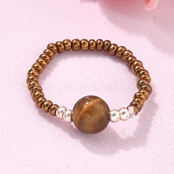 Anillos elásticos de piedra mezclada naturales y sintético&nbsp;RJEW-JR00255