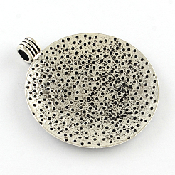 Стиль тибетского плоские круглые с цветком сплава больших подвесками&nbsp;LS-TIBEP-Q056-15R-NR