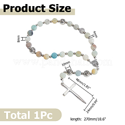 Decorazioni pendenti con perline di amazzonite a forma di fiore naturale in lega&nbsp;HJEW-HS00104