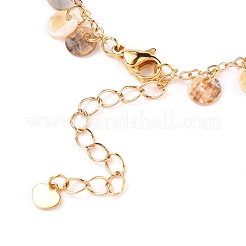 Bracelets à breloques rondes plates en coquille d'akoya naturelle&nbsp;BJEW-JB05728
